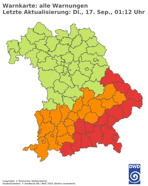 Aktuelle Wetterwarnungen für  Cham