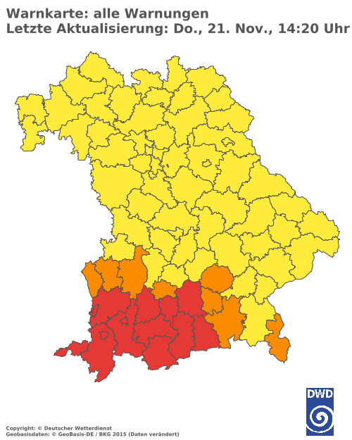 Aktuelle Wetterwarnungen für  Cham