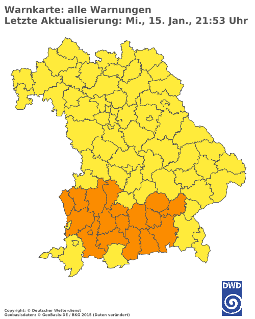 Aktuelle Wetterwarnungen für  Cham