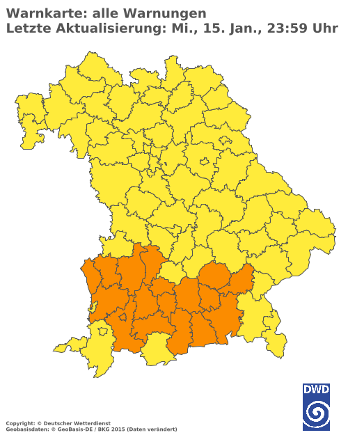 Aktuelle Wetterwarnungen für  Cham